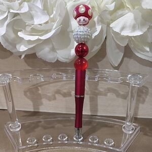 Red Mushroom Beaded Kids Pen